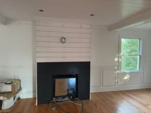 Completed fireplace surround in Full-Home Finish